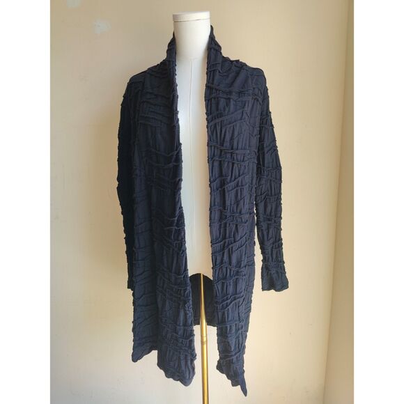 Klok Denmark Black 100% Cotton Textured Cardigan Lagenlook Size M - Picture 1 of 4